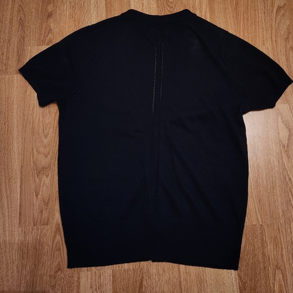 American Eagle Knit Button Cardigan Sweater Vest Short Sleeve Navy Blue Small - Picture 8 of 8